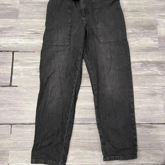 ba&sh Women’s Frida Denim Jumpsuit  Black Size 0‎ Waist Tie Front Buttons - Picture 5 of 9